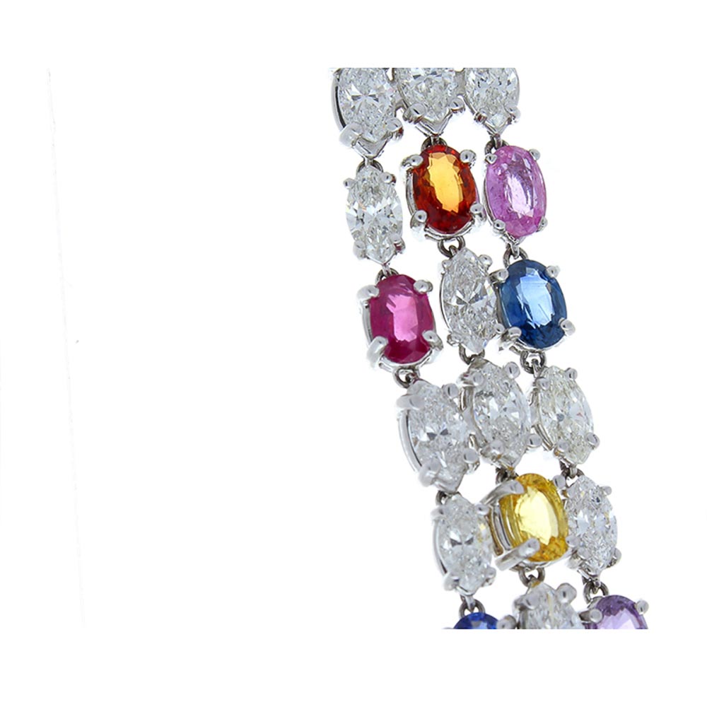 14K White Gold Sapphire Gemstone Bracelet
