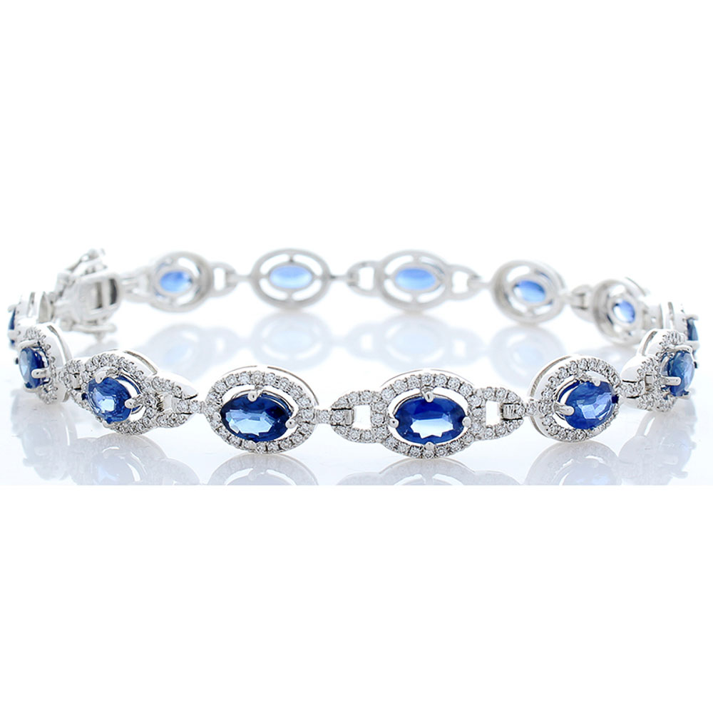 18K White Gold Sapphire Gemstone Bracelet