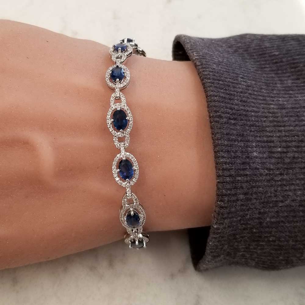18K White Gold Sapphire Gemstone Bracelet