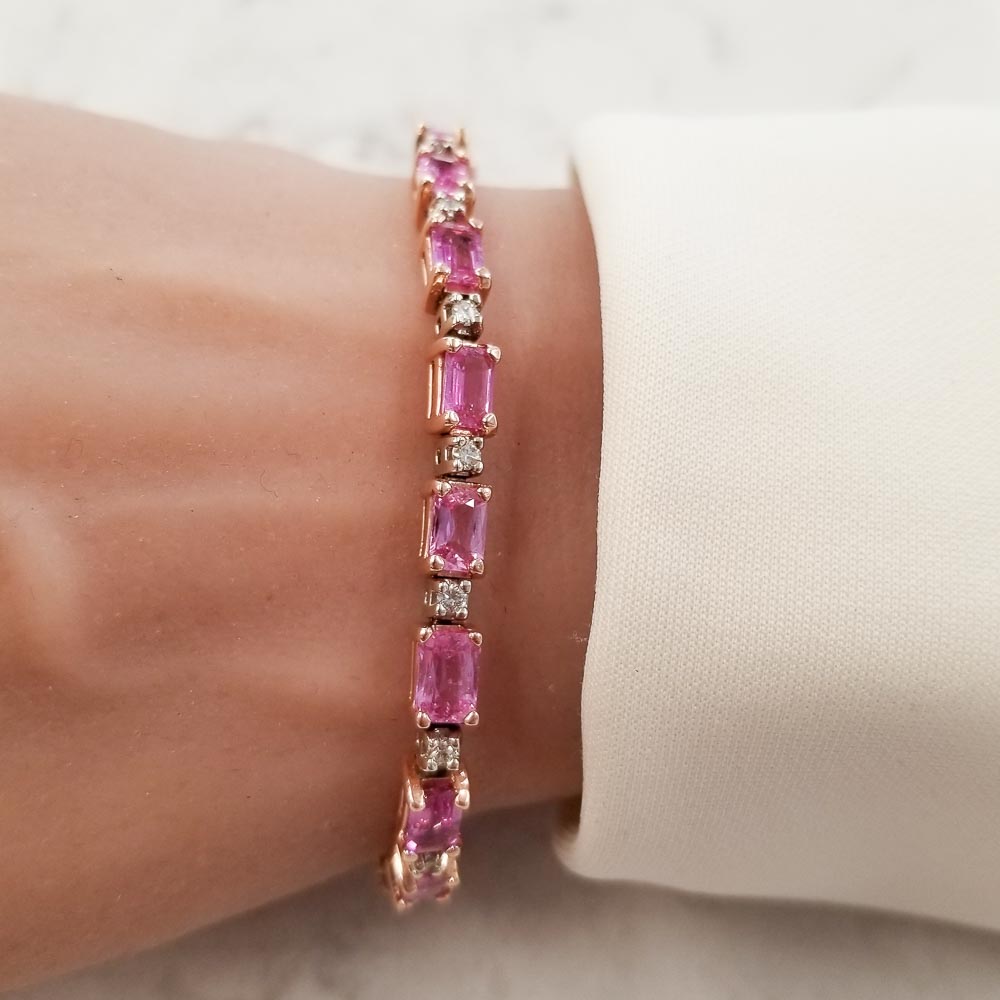 14K Two-Tone Sapphire Gemstone Bracelet