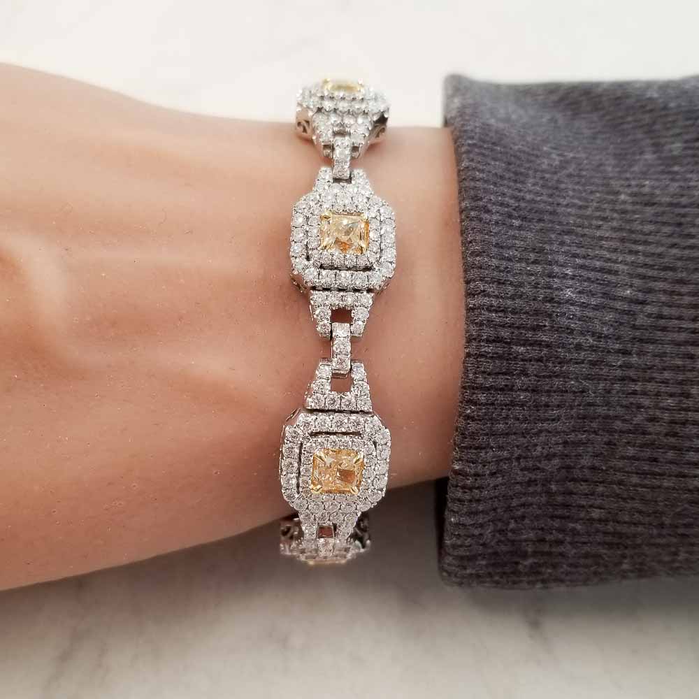 18K White Gold Diamond Gemstone Bracelet