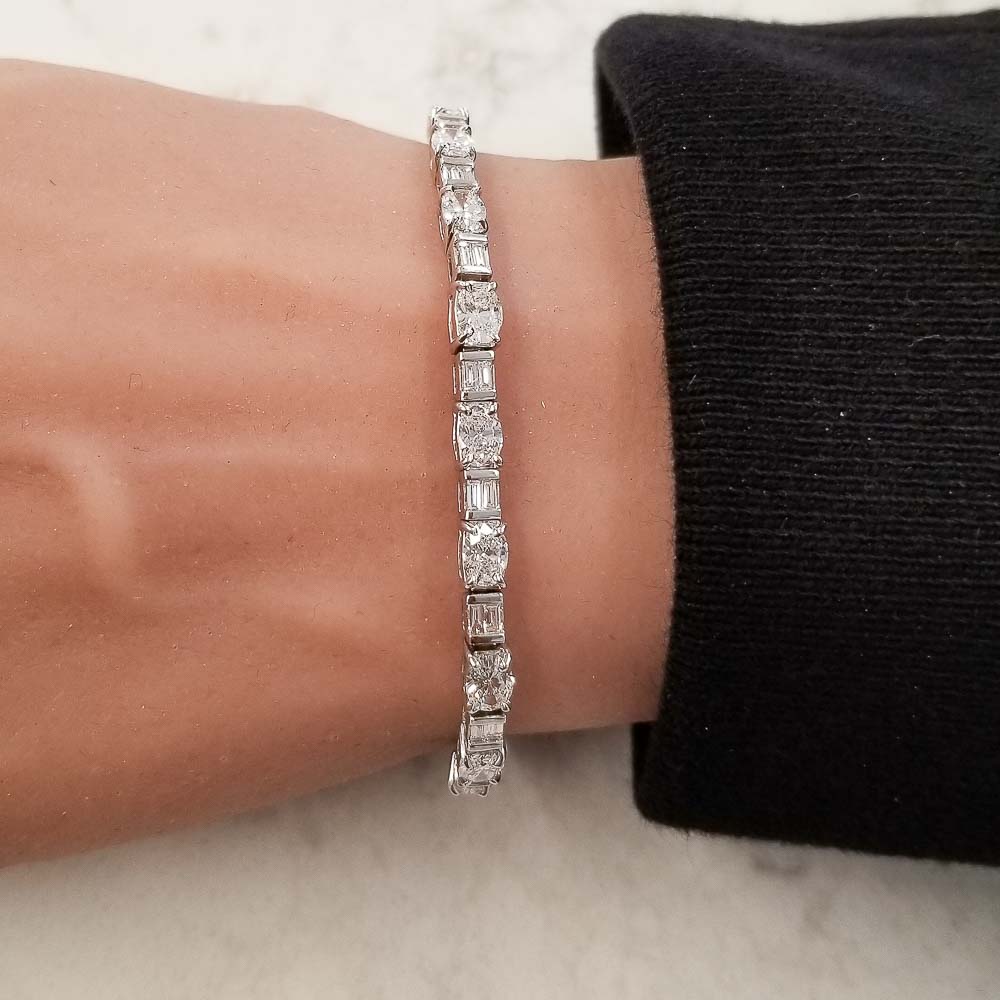 18K White Gold Diamond Gemstone Bracelet