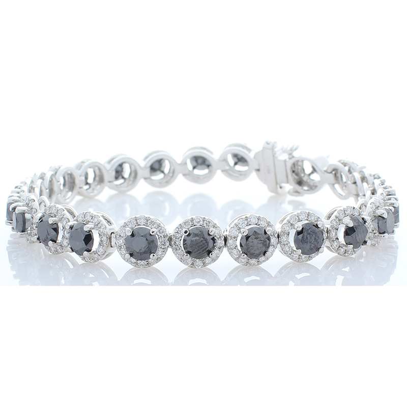 18K White Gold Diamond Gemstone Bracelet