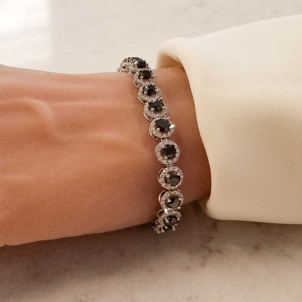 18K White Gold Diamond Gemstone Bracelet