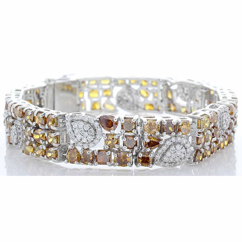 18K White Gold Diamond Gemstone Bracelet