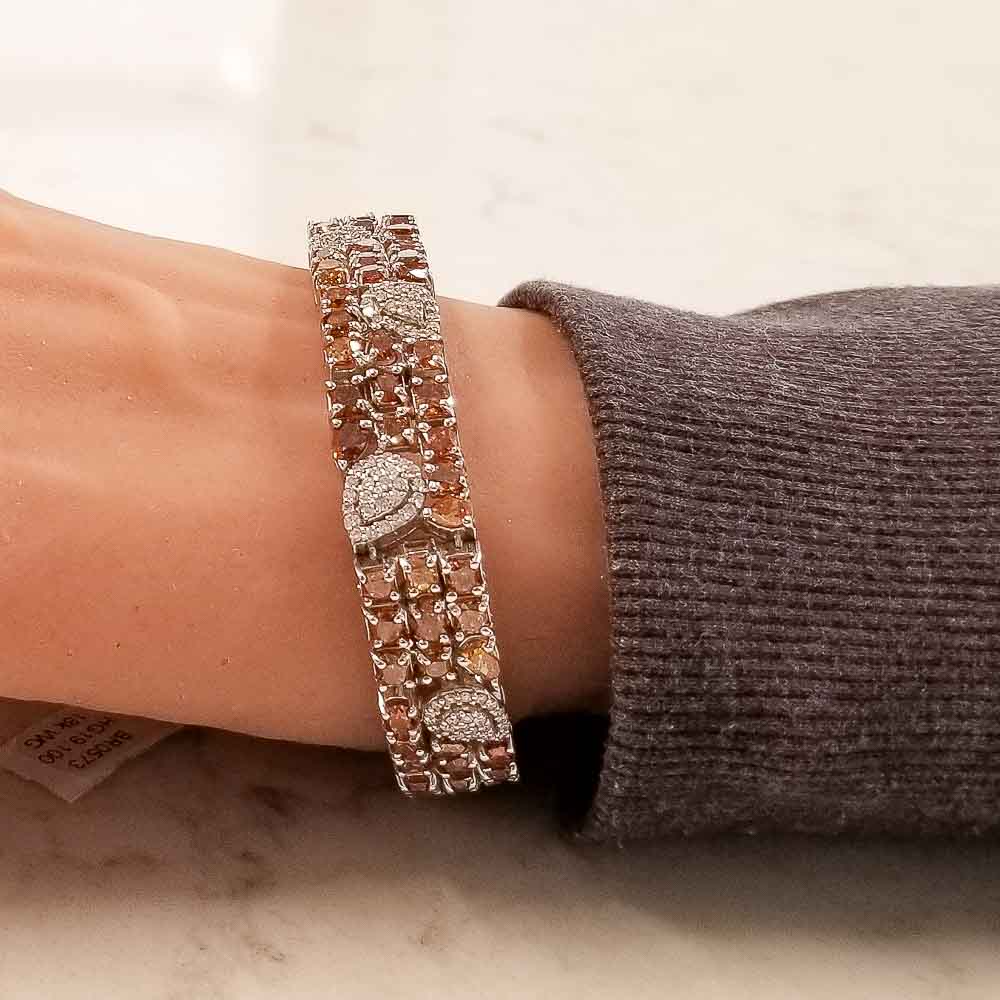 18K White Gold Diamond Gemstone Bracelet