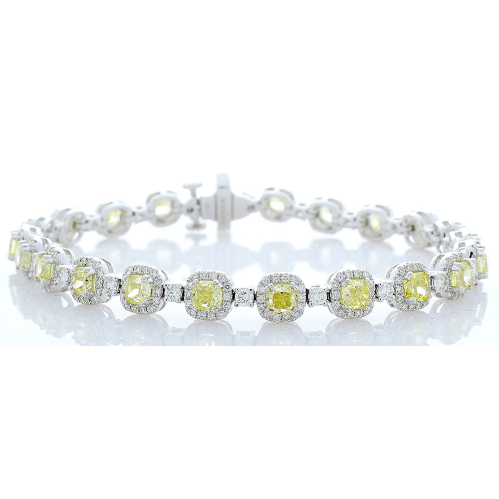 14K White Gold Diamond Gemstone Bracelet