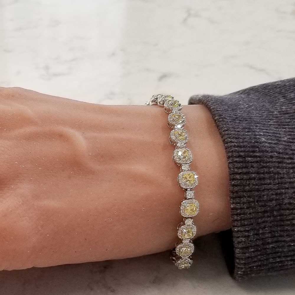 14K White Gold Diamond Gemstone Bracelet