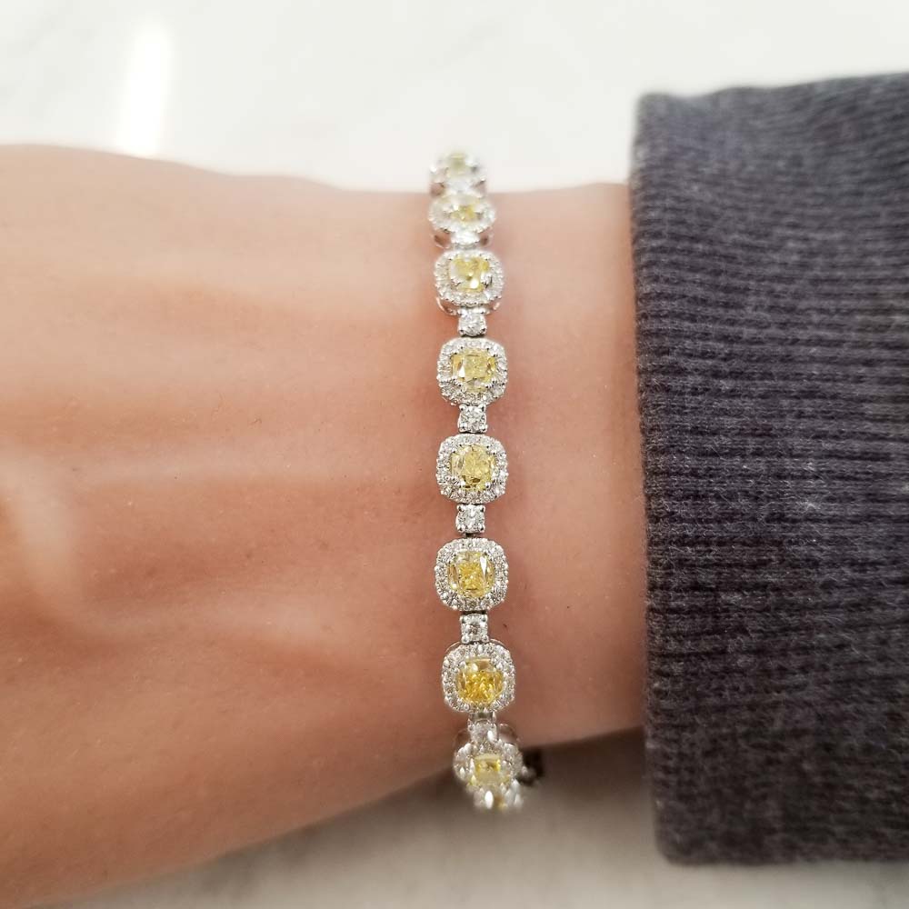 14K White Gold Diamond Gemstone Bracelet