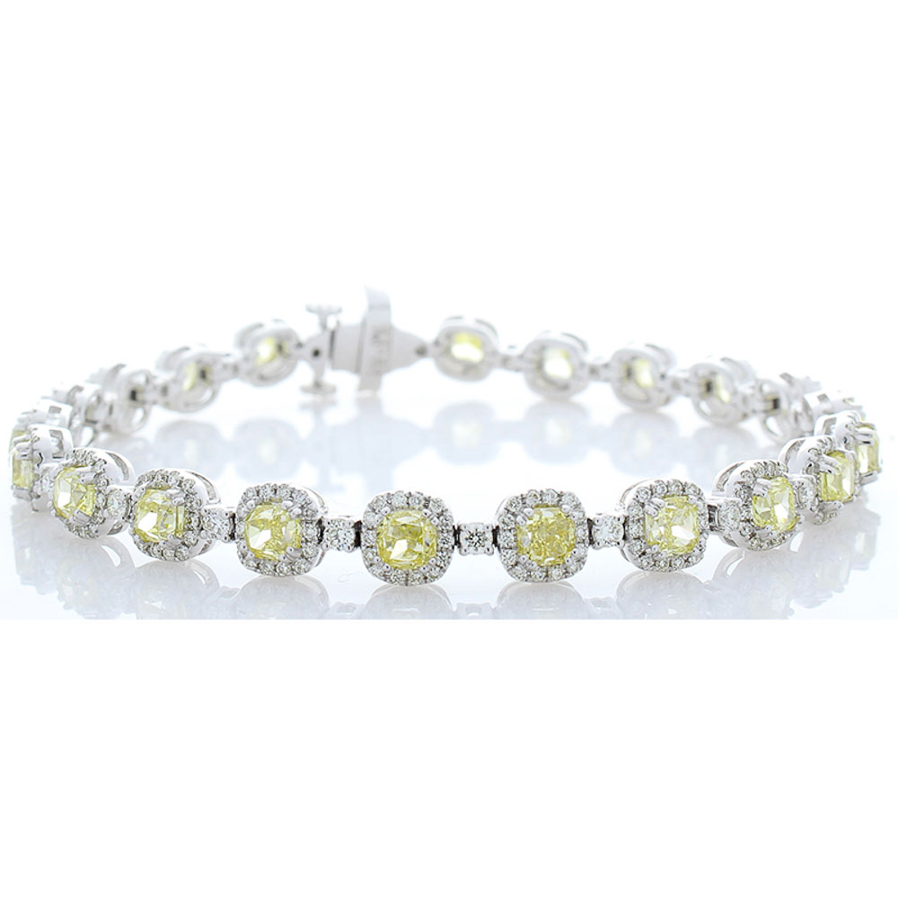 14K White Gold Diamond Gemstone Bracelet