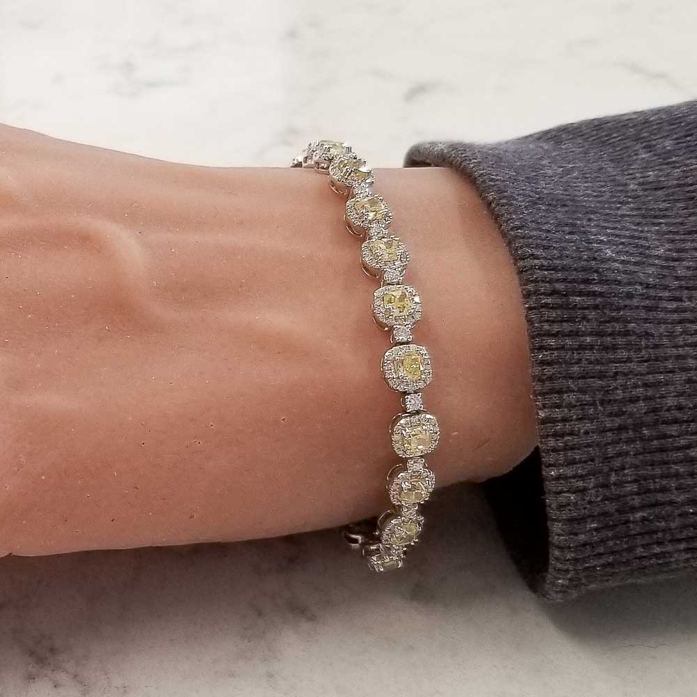 14K White Gold Diamond Gemstone Bracelet