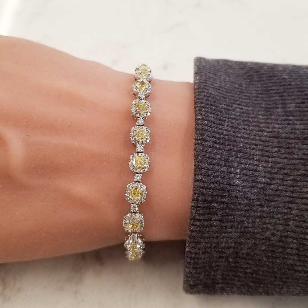 14K White Gold Diamond Gemstone Bracelet