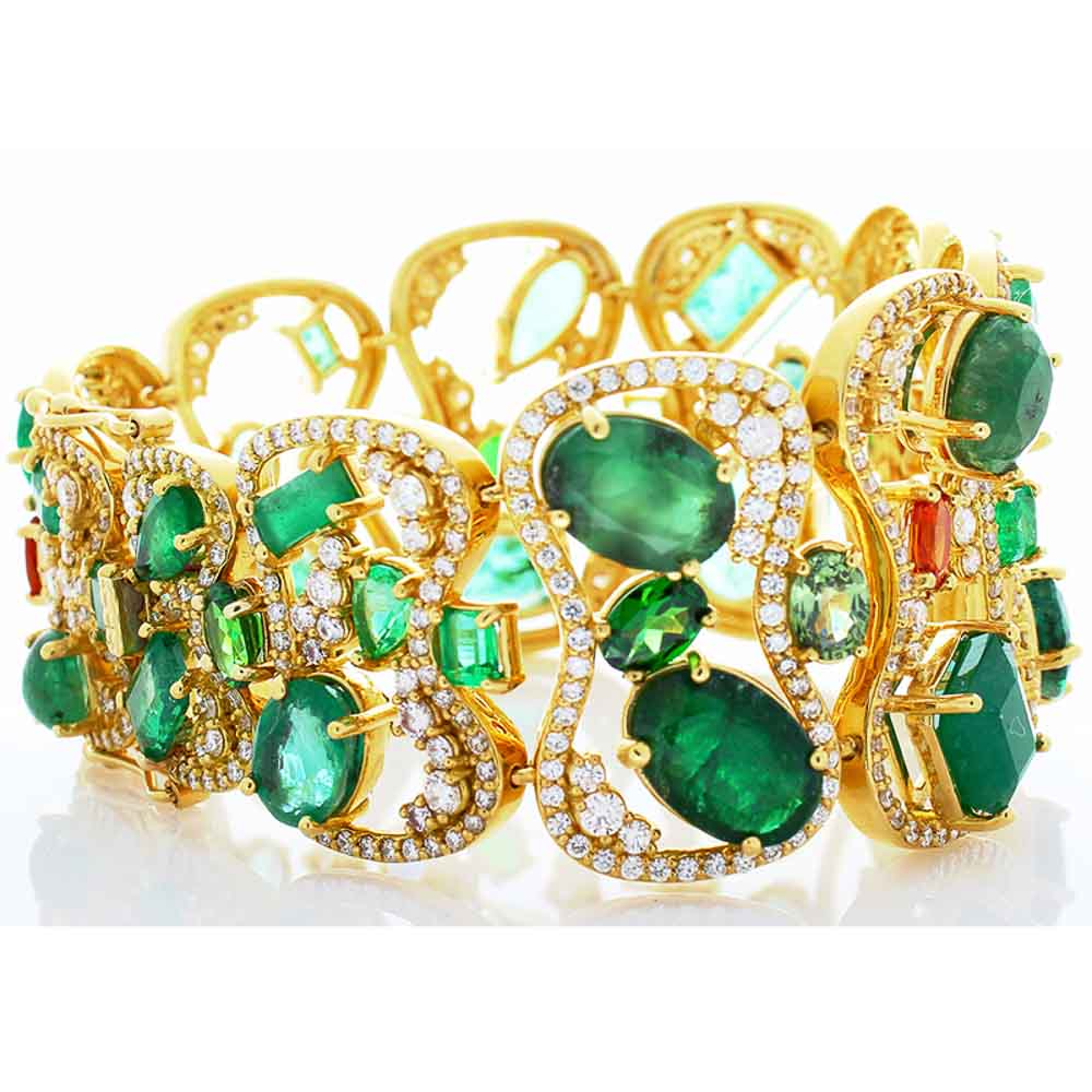 18K Yellow Gold Emerald Gemstone Bracelet