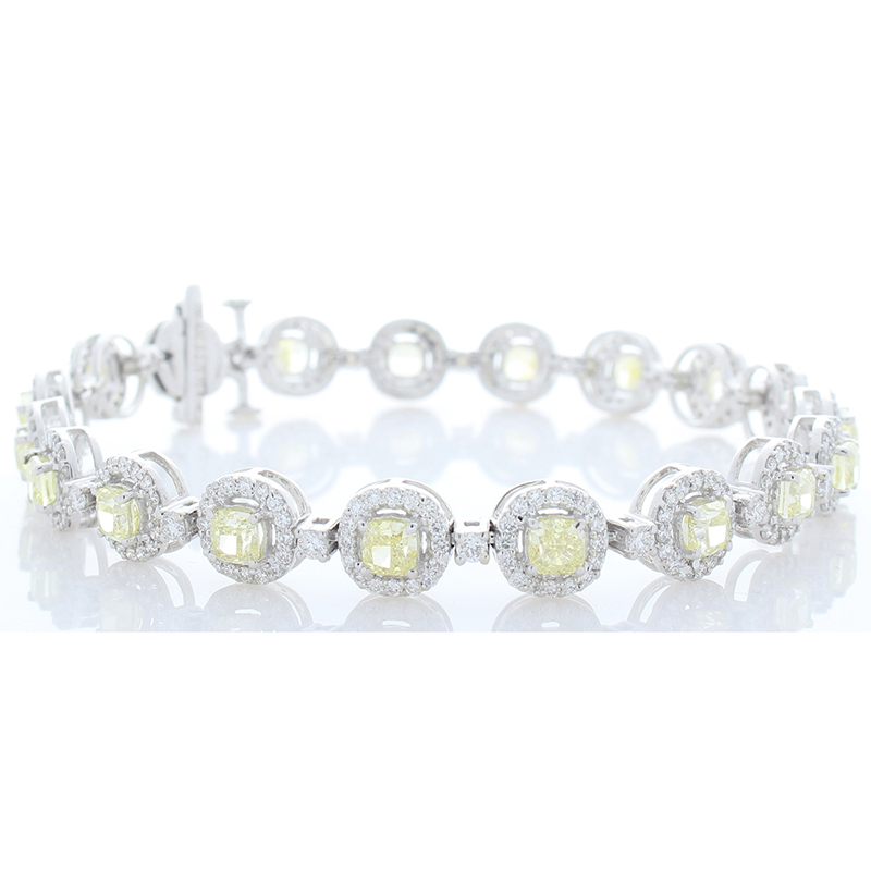 18K White Gold Diamond Gemstone Bracelet