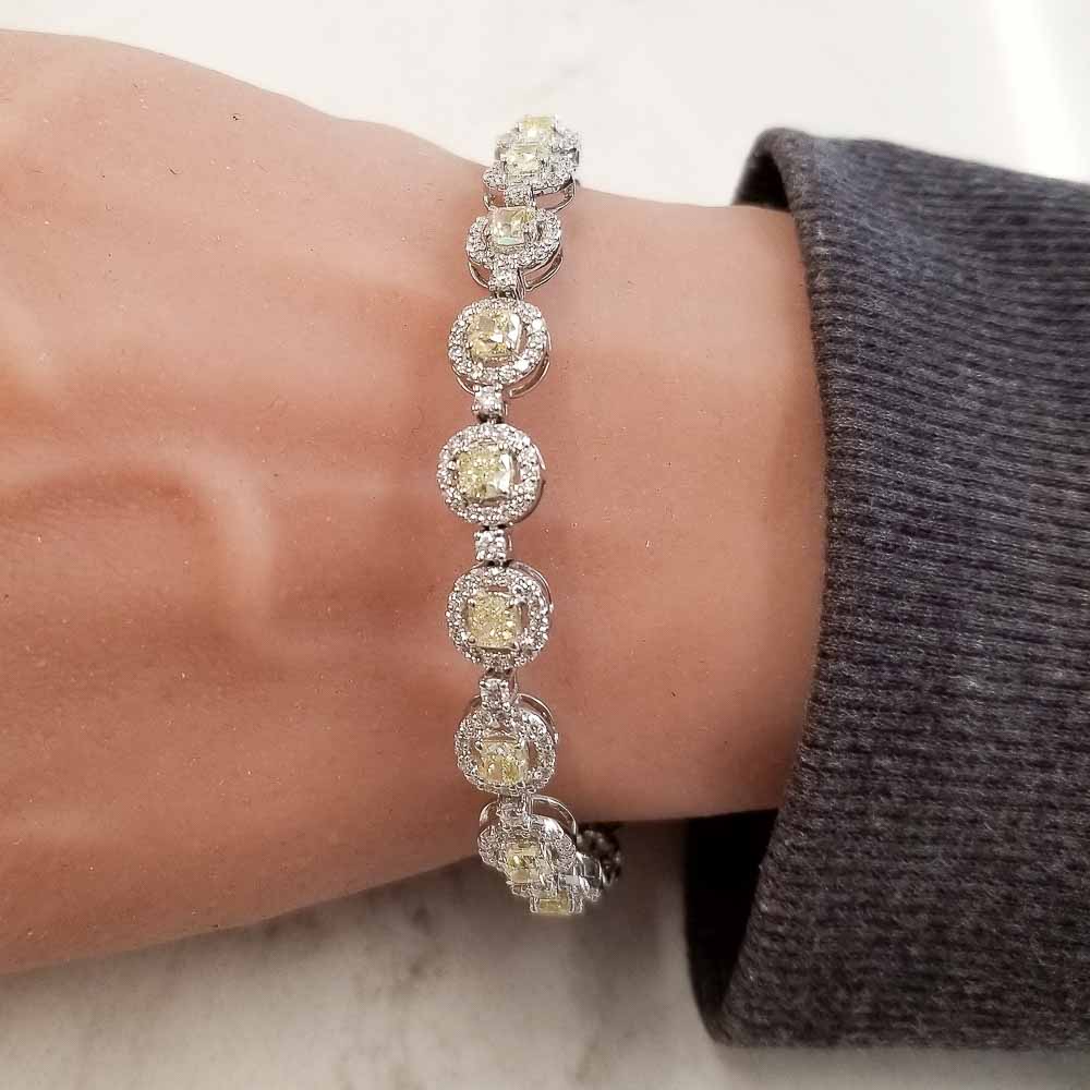 18K White Gold Diamond Gemstone Bracelet