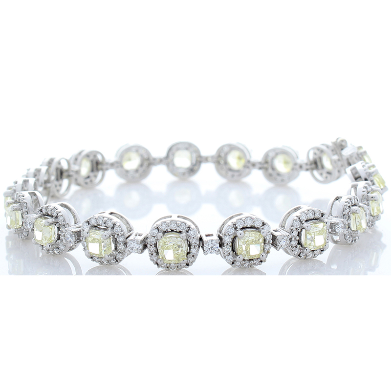 18K White Gold Diamond Gemstone Bracelet