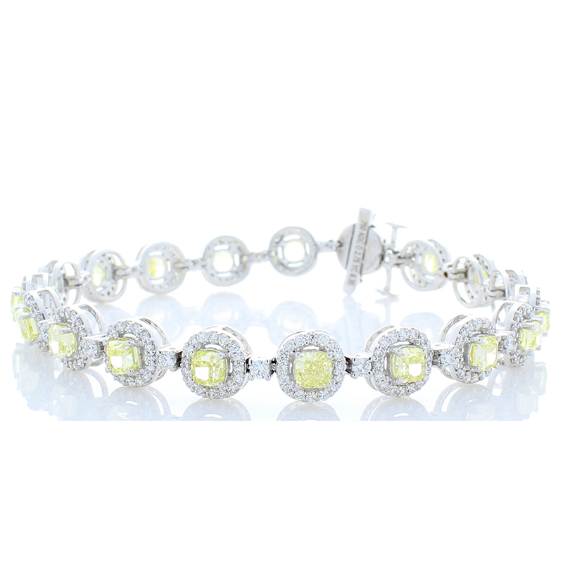18K White Gold Diamond Gemstone Bracelet