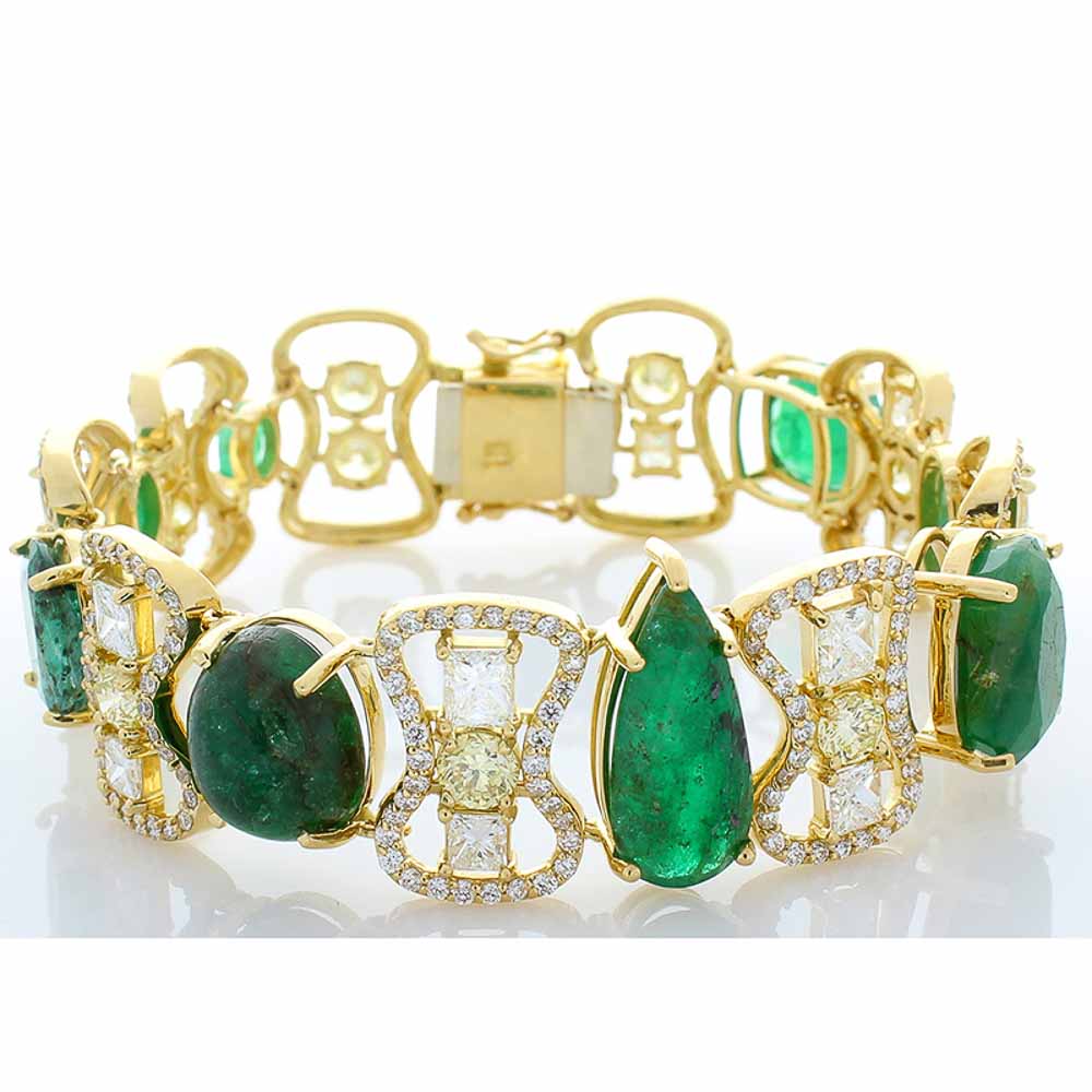 18K Yellow Gold Emerald Gemstone Bracelet