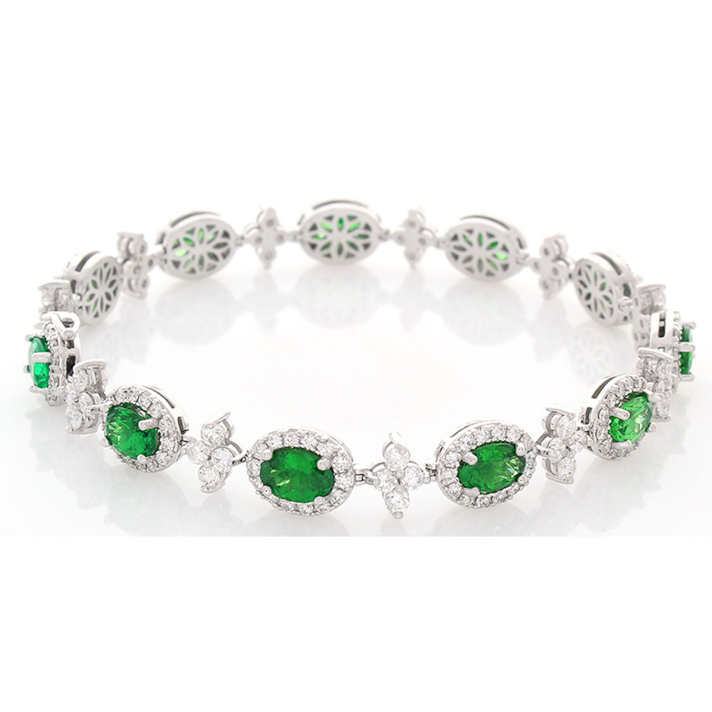 18K White Gold Tsavorite Gemstone Bracelet
