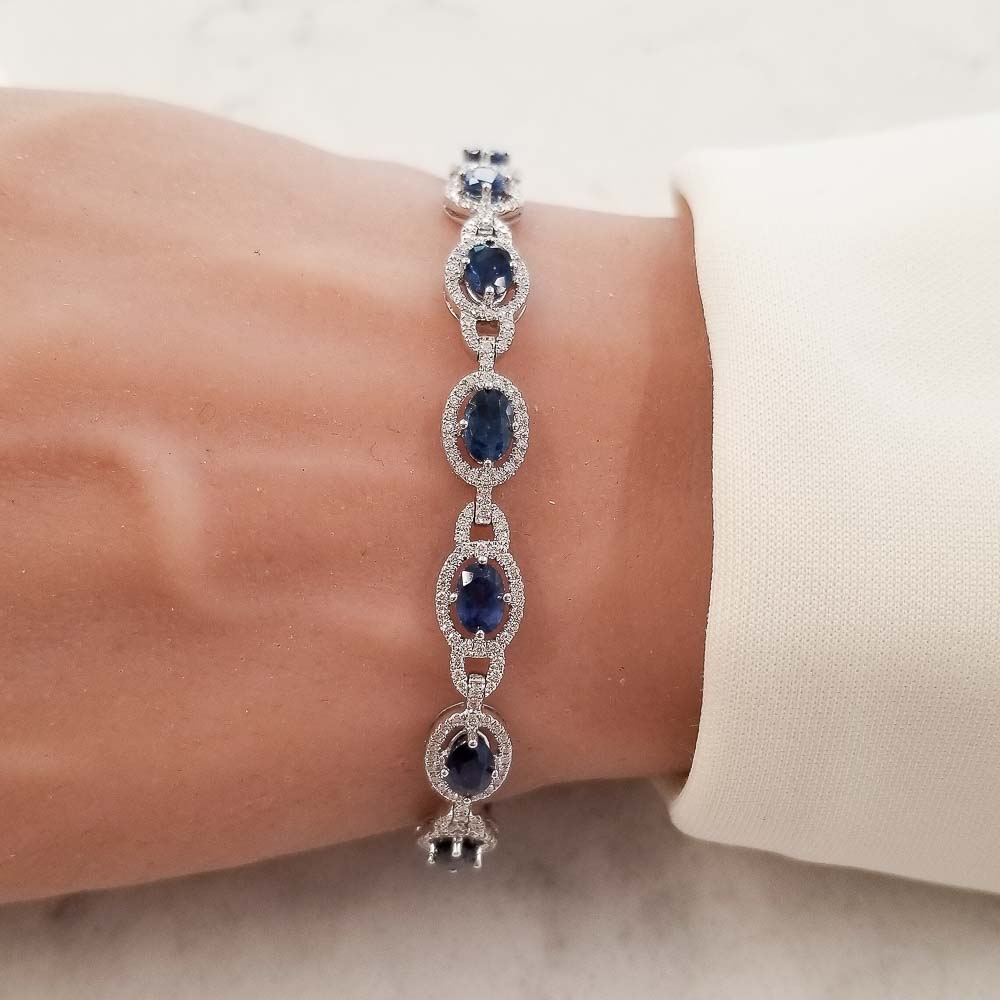 18K White Gold Sapphire Gemstone Bracelet