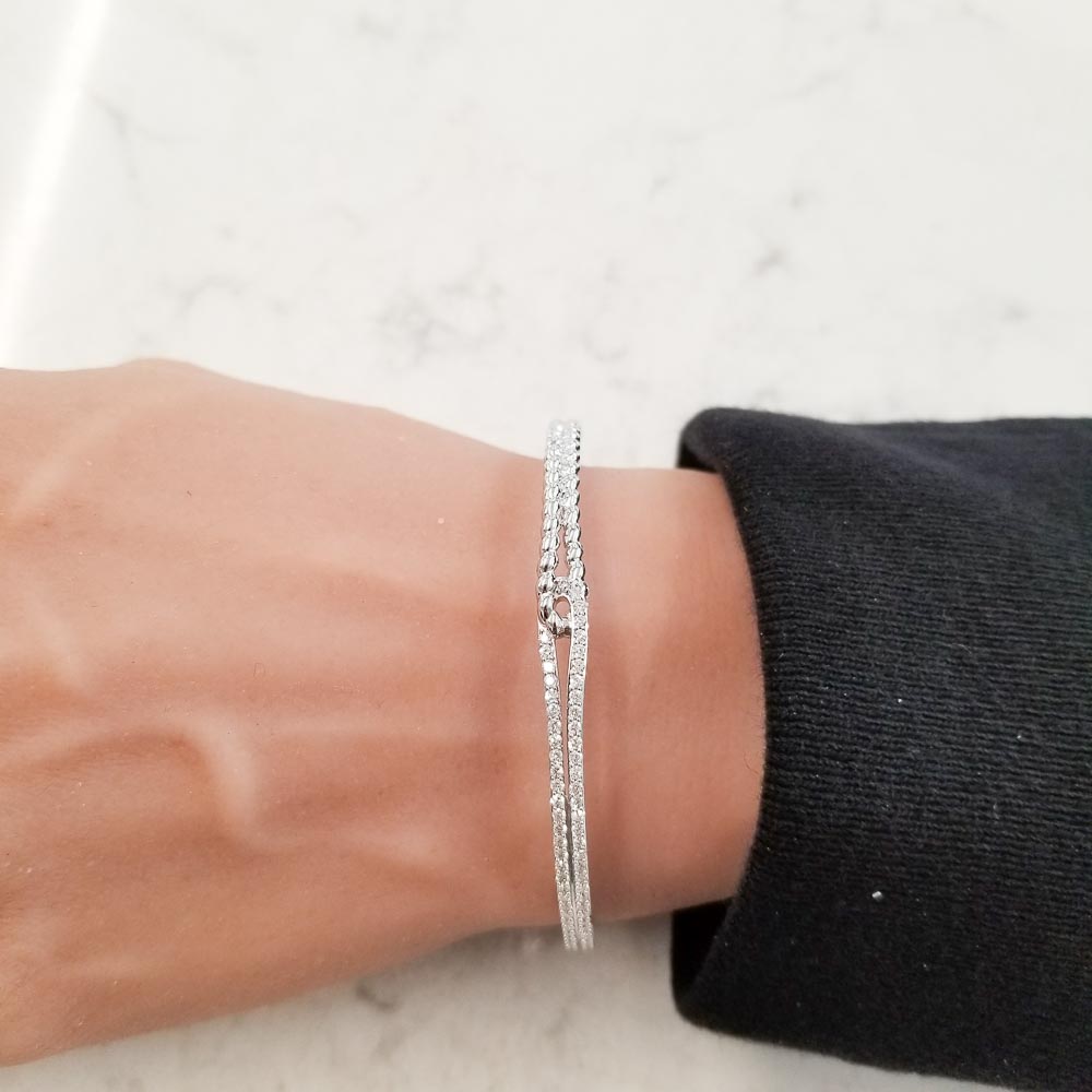 18K White Gold Diamond Gemstone Bracelet