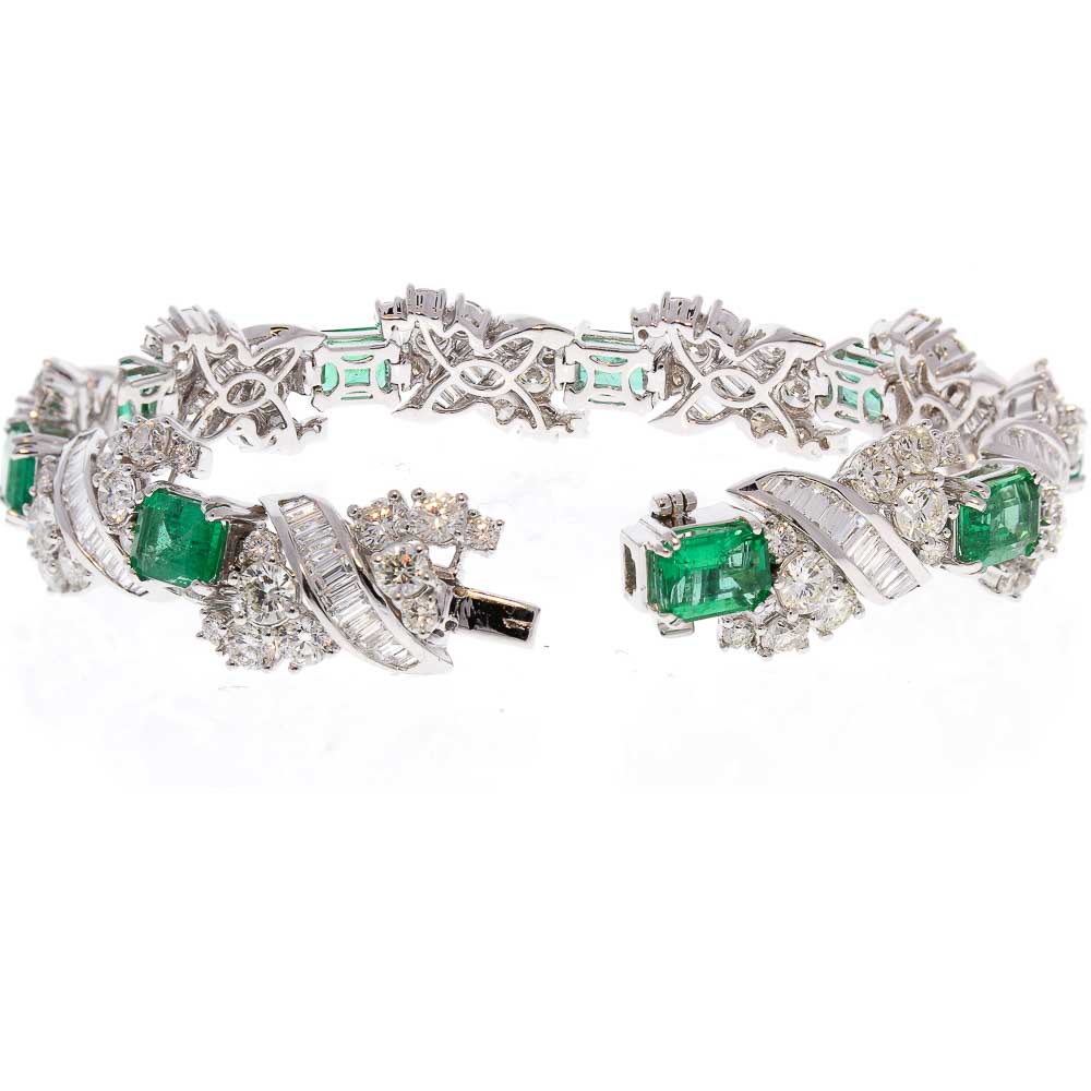 18K White Gold Emerald Gemstone Bracelet