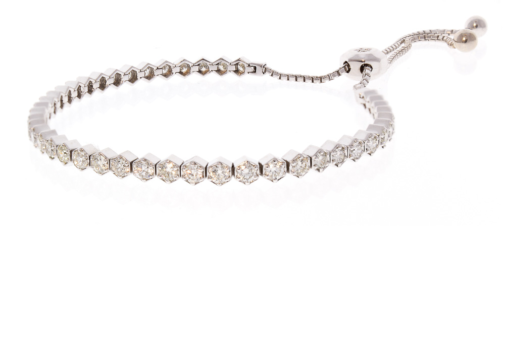 14K White Gold Diamond Gemstone Bracelet