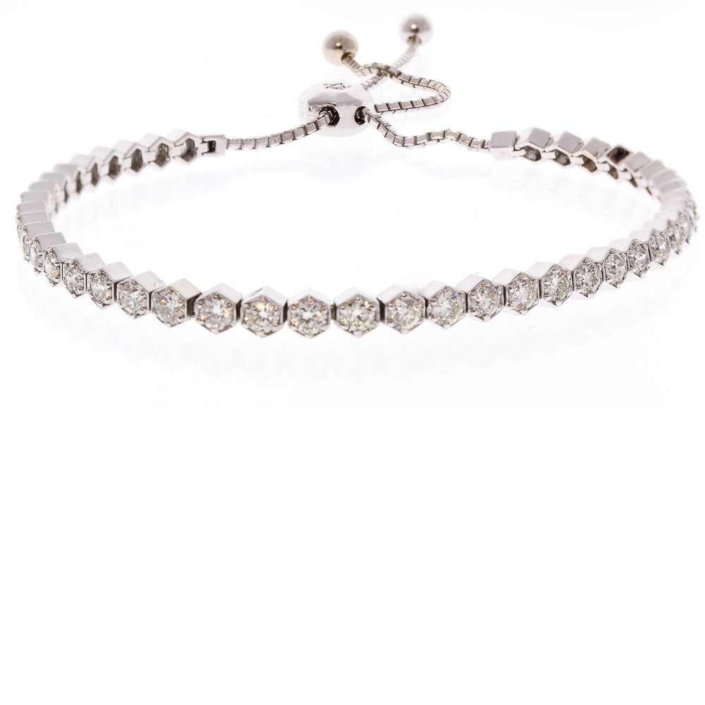 14K White Gold Diamond Gemstone Bracelet