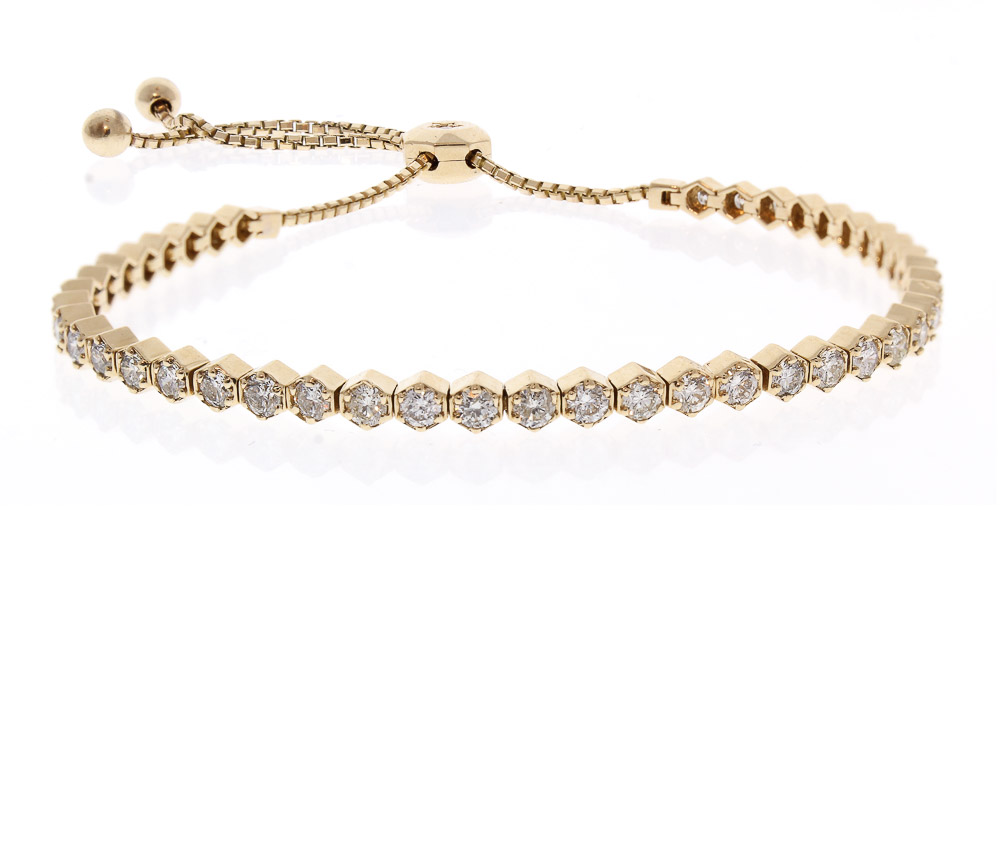 14K Yellow Gold Diamond Gemstone Bracelet