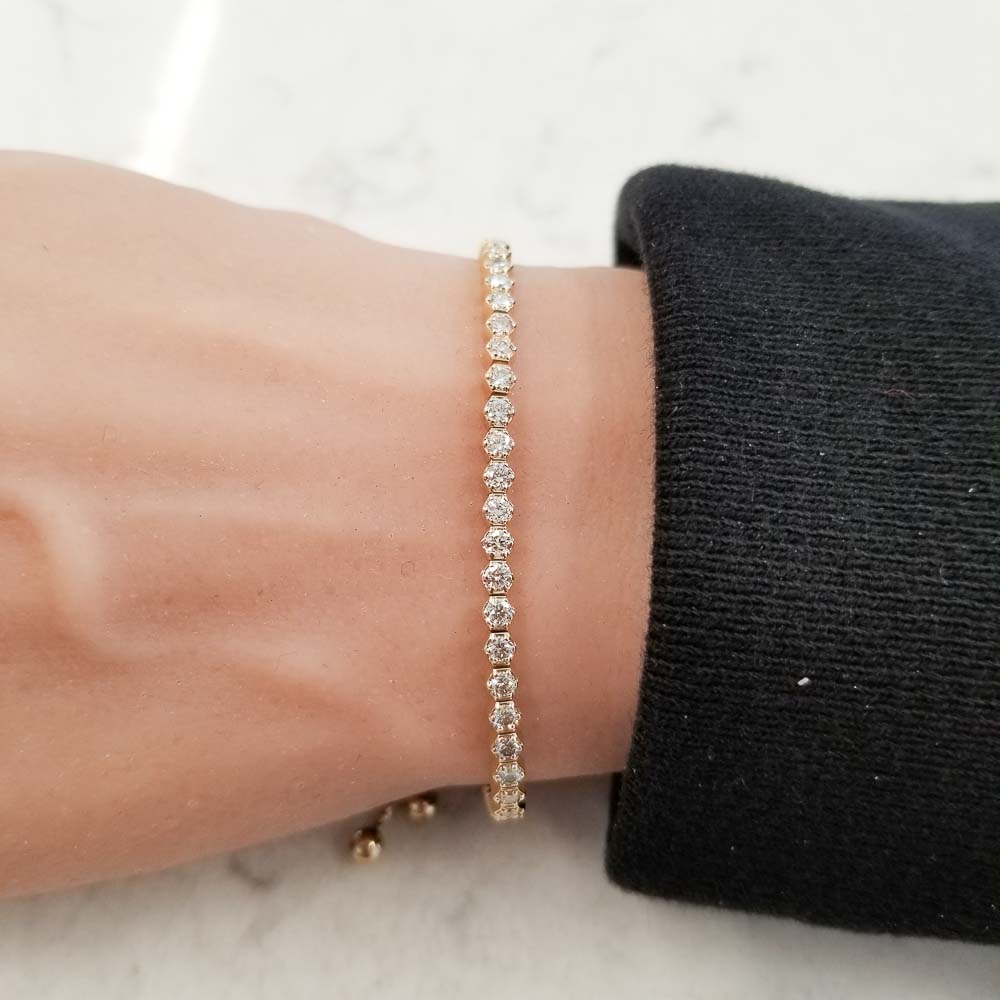 14K Yellow Gold Diamond Gemstone Bracelet