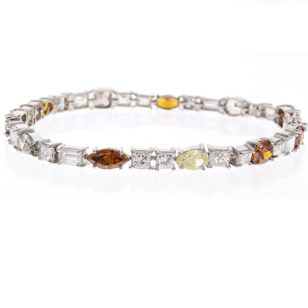 18K White Gold Diamond Gemstone Bracelet