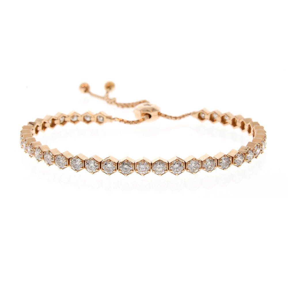 18K Rose Gold Diamond Gemstone Bracelet