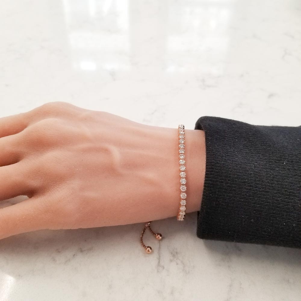 18K Rose Gold Diamond Gemstone Bracelet