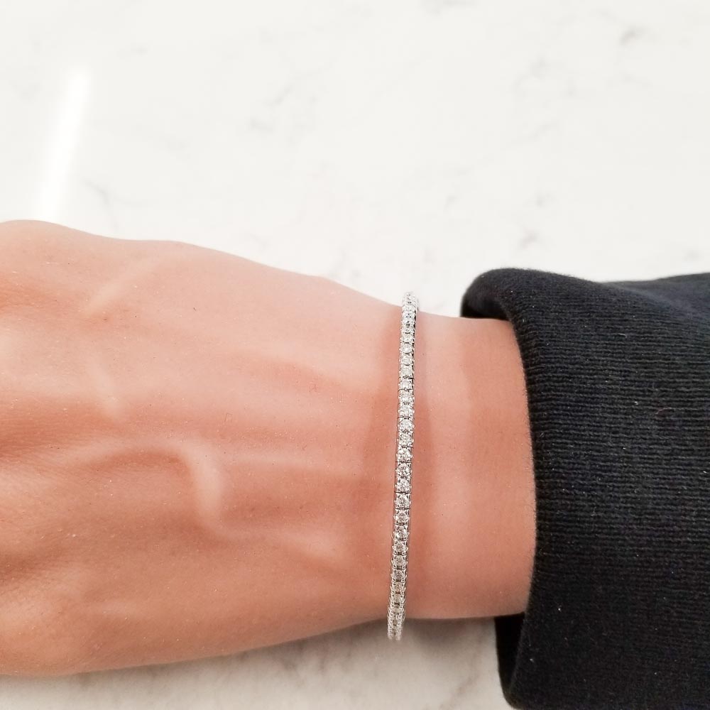 18K White Gold Diamond Gemstone Bracelet