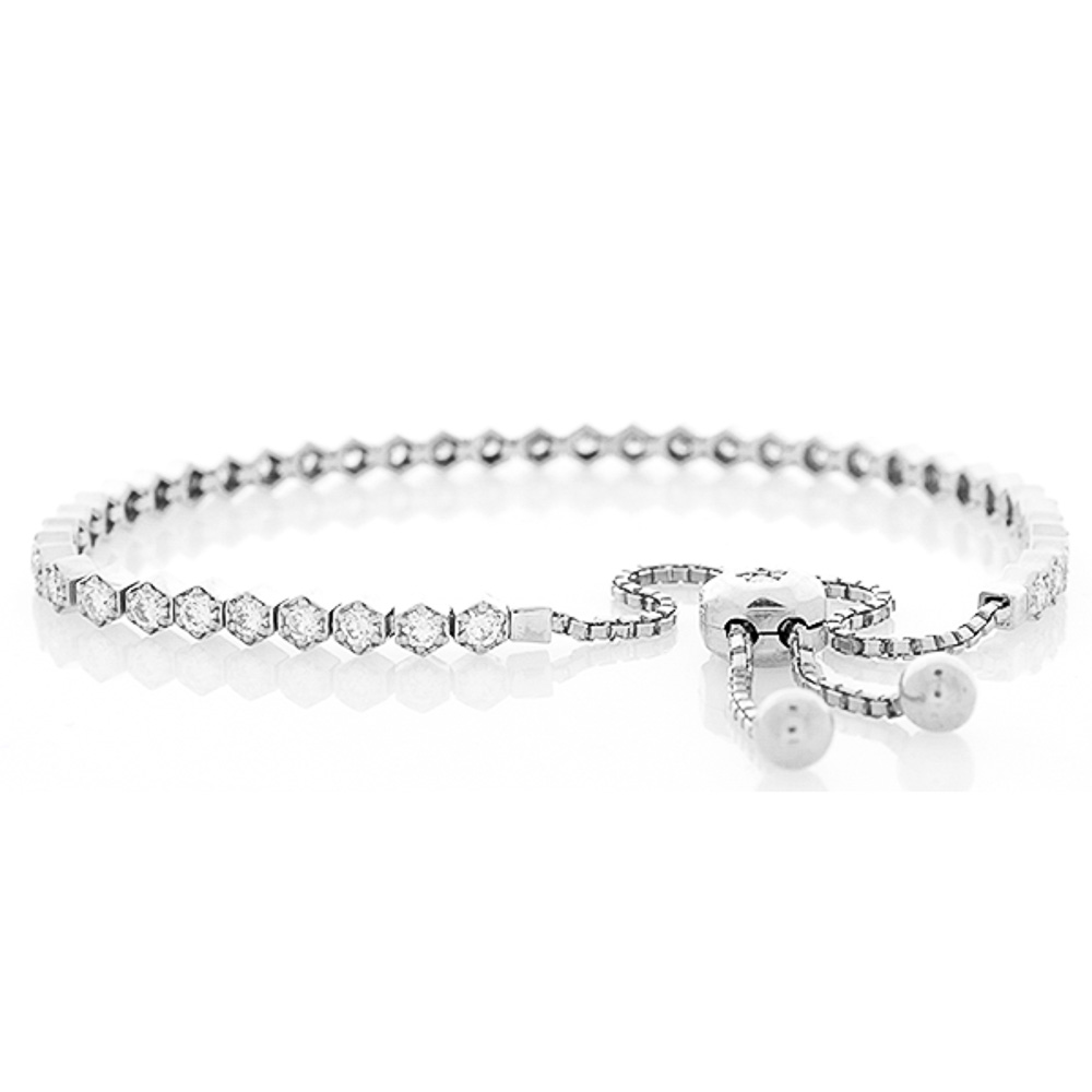 18K White Gold Diamond Gemstone Bracelet