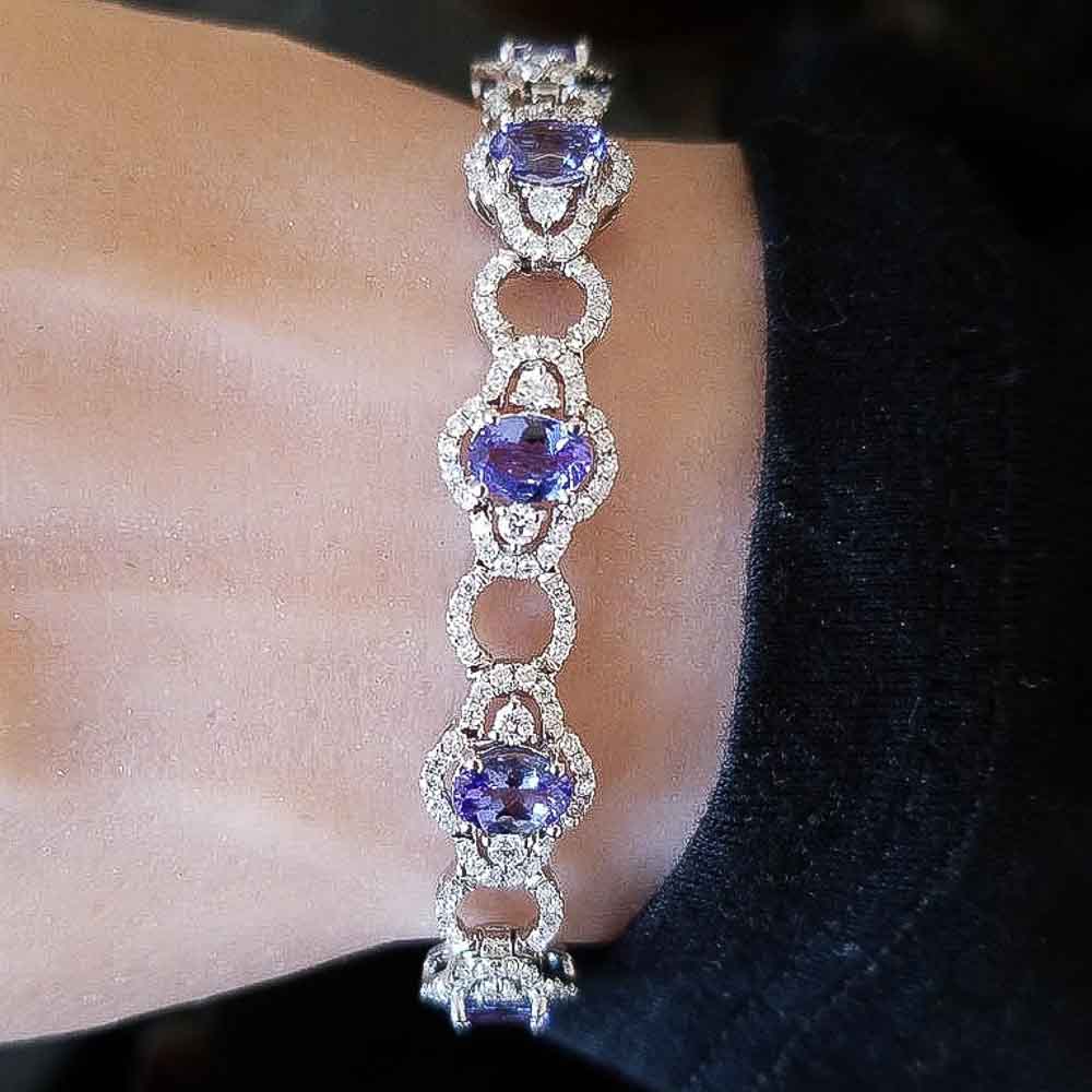 18K White Gold Tanzanite Gemstone Bracelet