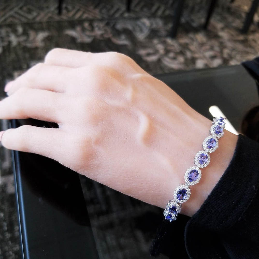 18K White Gold Tanzanite Gemstone Bracelet