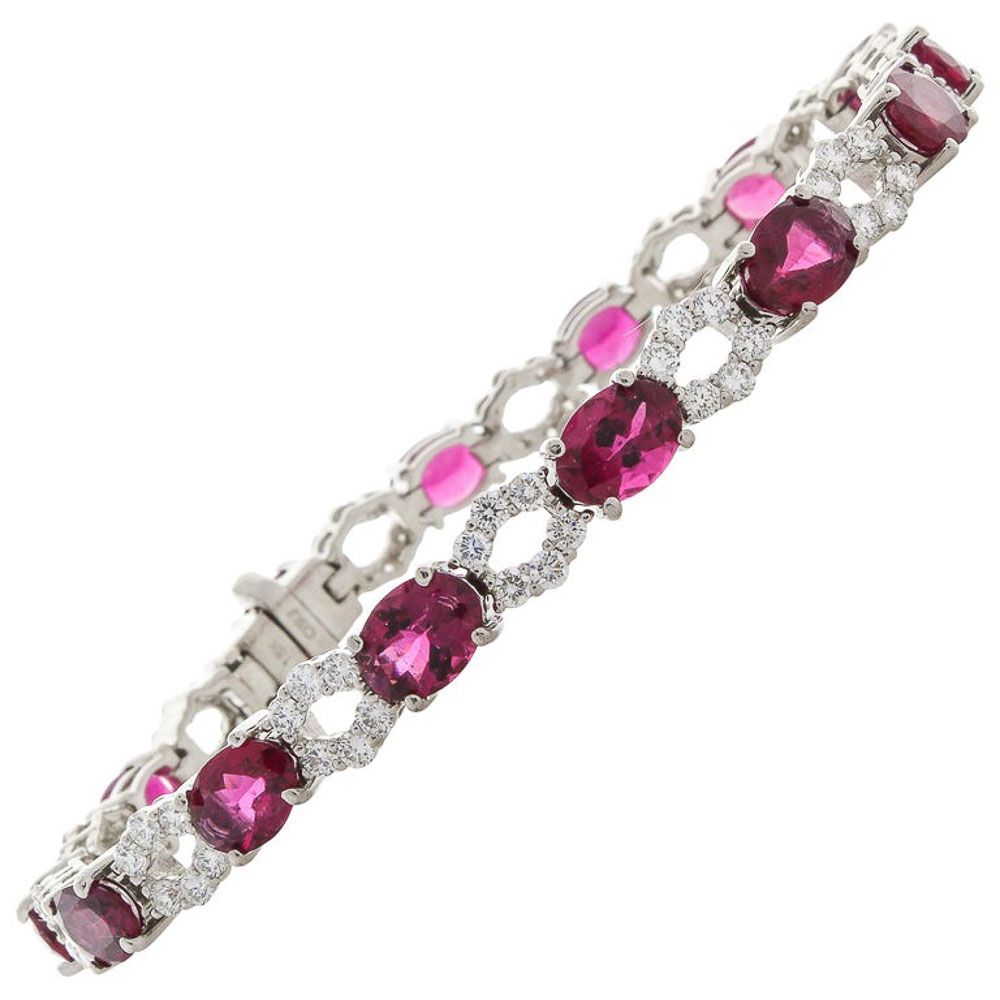 18K White Gold Rubelite Gemstone Bracelet