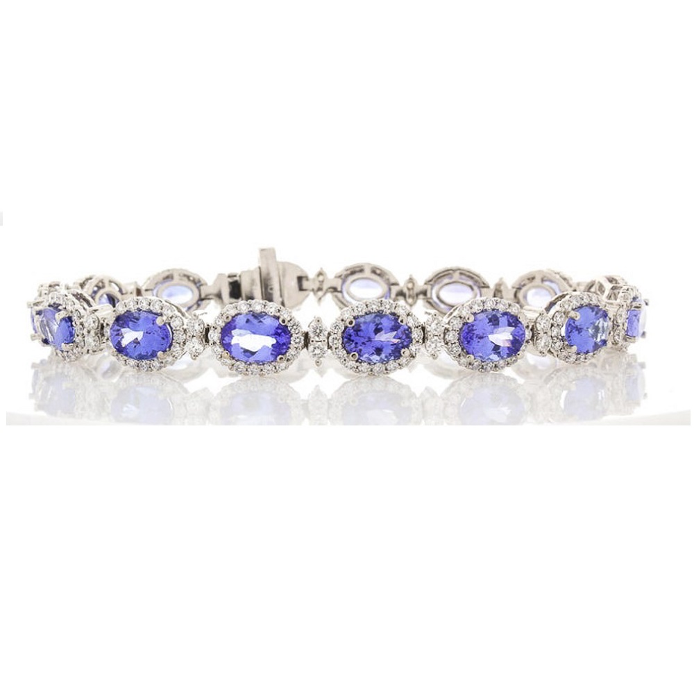 18K White Gold Tanzanite Gemstone Bracelet