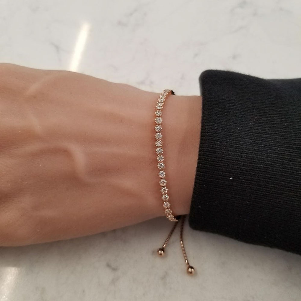 14K Rose Gold Diamond Gemstone Bracelet
