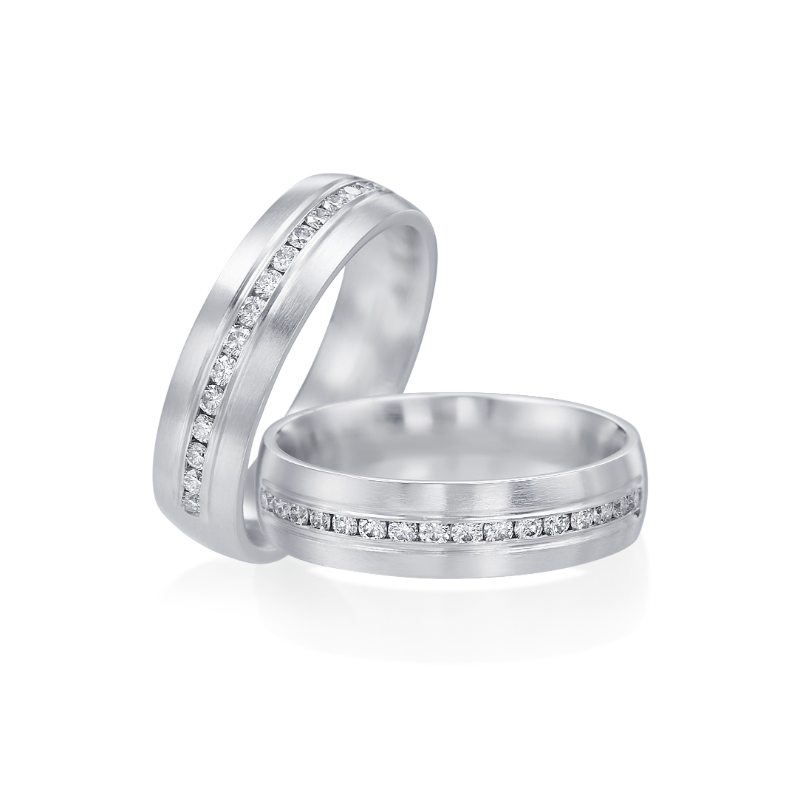 Satin-Finish Platinum And Diamond Band