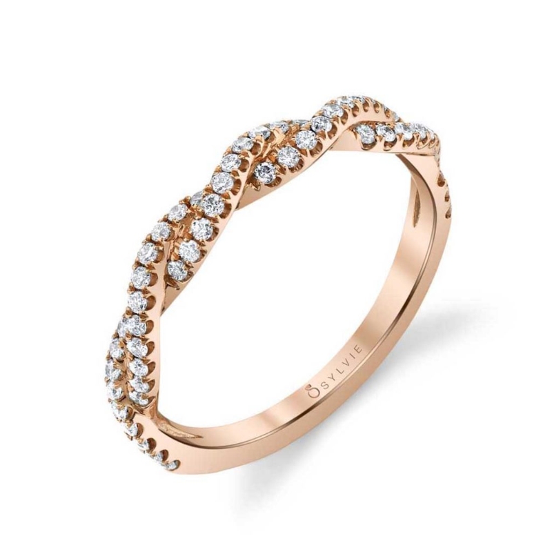 Round Cut Spiral Diamond Wedding Ring - Ava