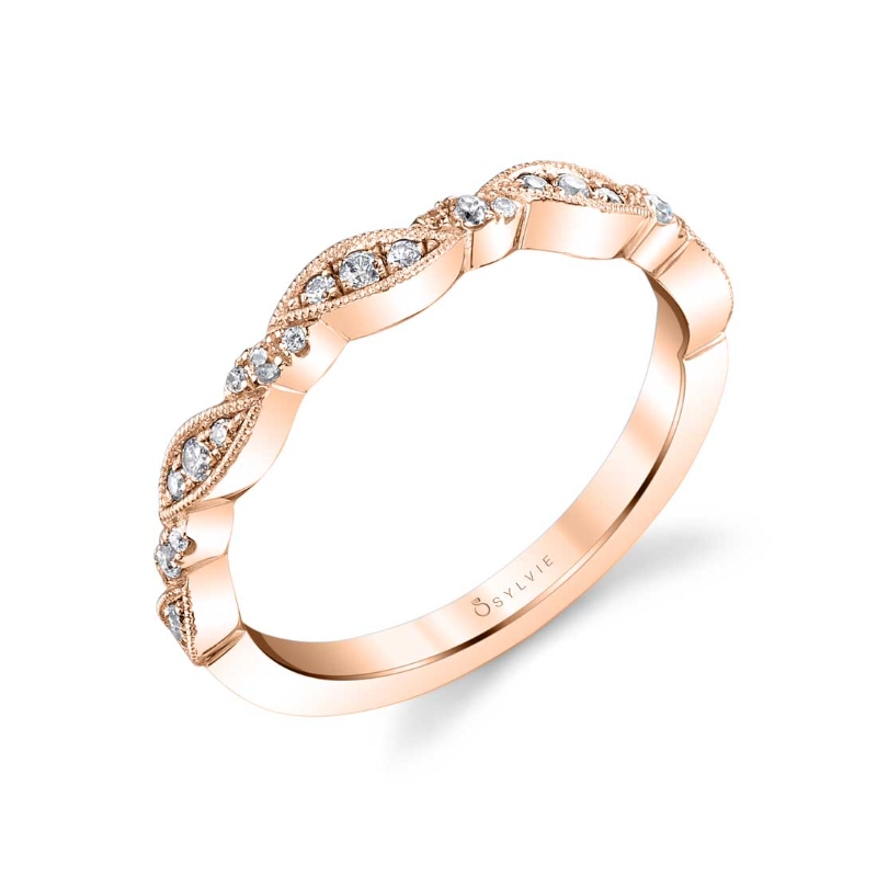 Round Cut Vintage Stackable Band - Valerie
