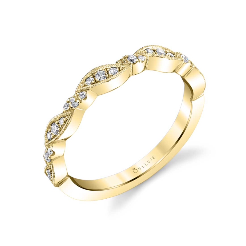 Round Cut Vintage Stackable Band - Valerie