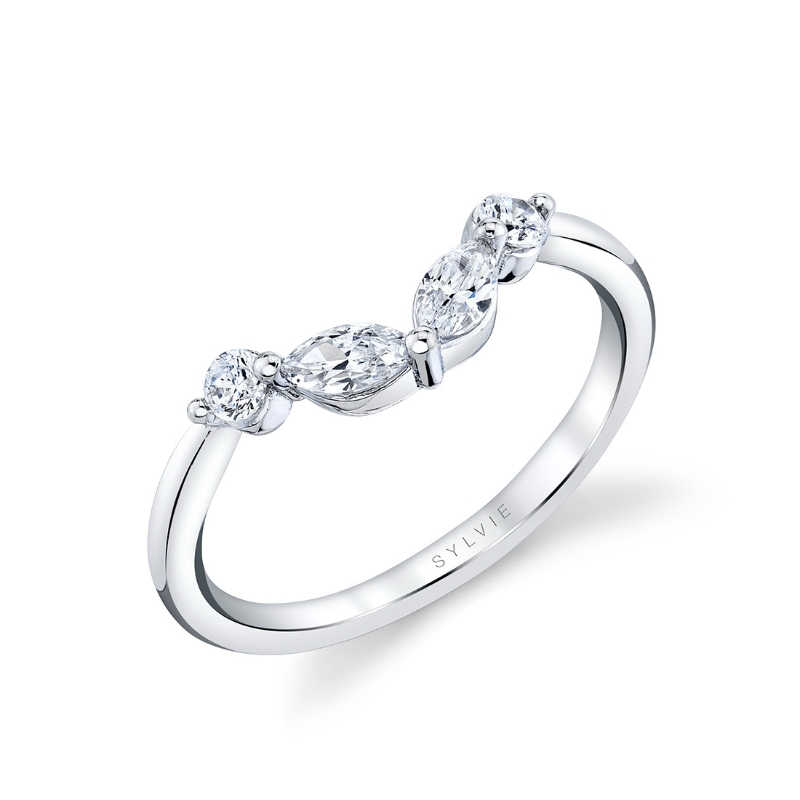 Diamond Curved Wedding Band - Alina