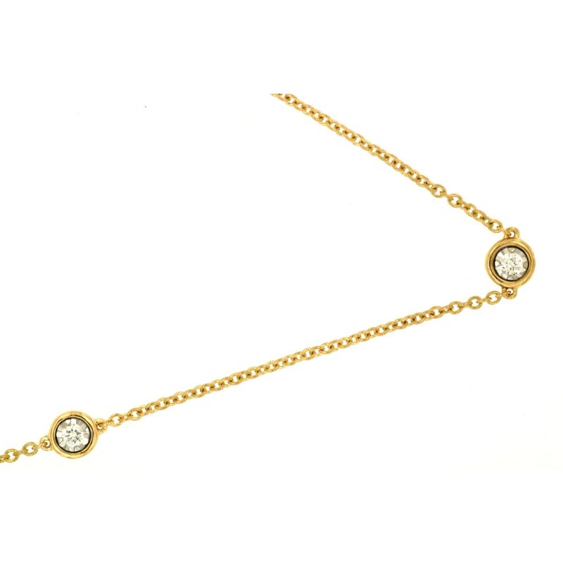 14K YELLOW GOLD DIAMONDS BY THE YARD NECKLACE WITH .25CTTW ROUND I1 CLARITY & HI COLOR BEZEL SET DIAMONDS