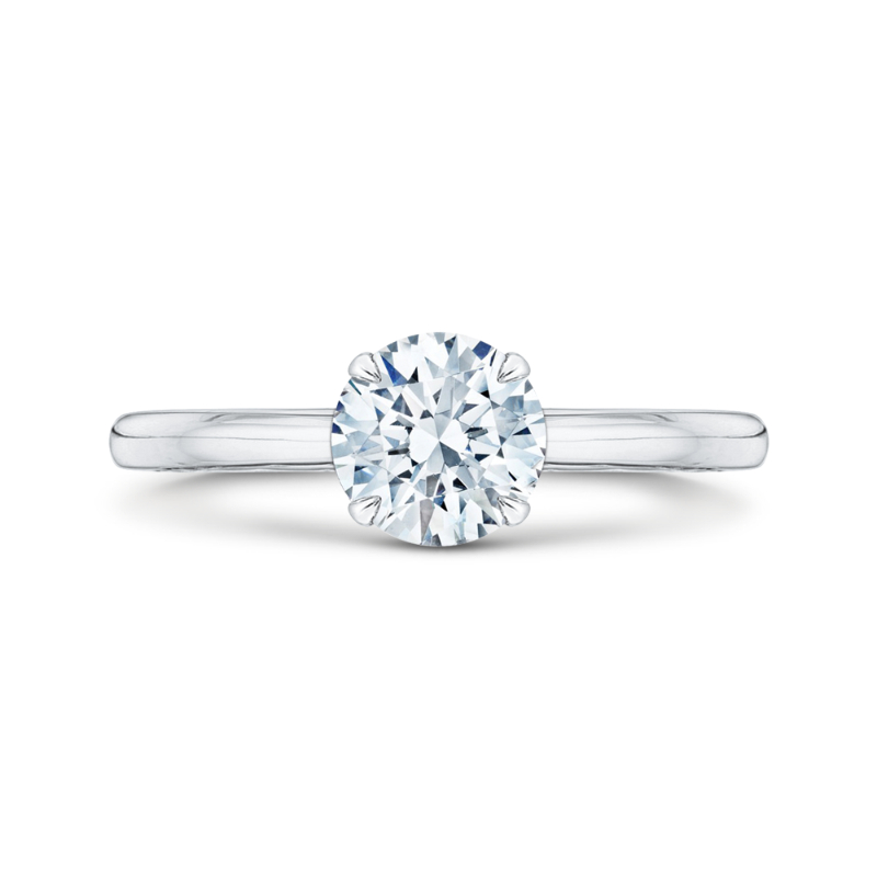 14K White Gold Round Cut Diamond Solitaire Engagement Ring (Semi-Mount)