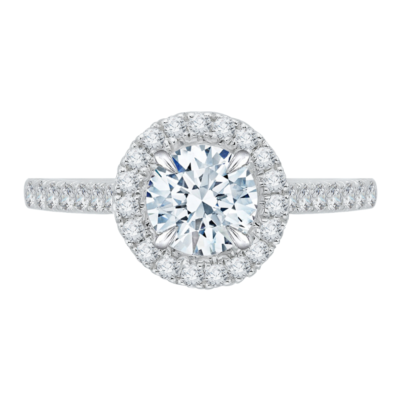 14K Two-Tone Gold Round Cut Diamond Halo Engagement Ring (Semi-Mount)
