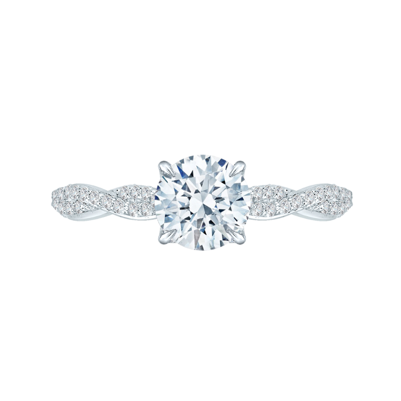 14K White Gold Round Diamond Engagement Ring (Semi-Mount)