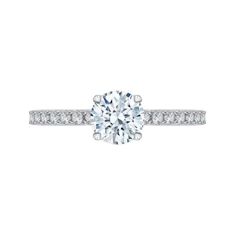 14K White Gold Round Diamond Engagement Ring (Semi-Mount)